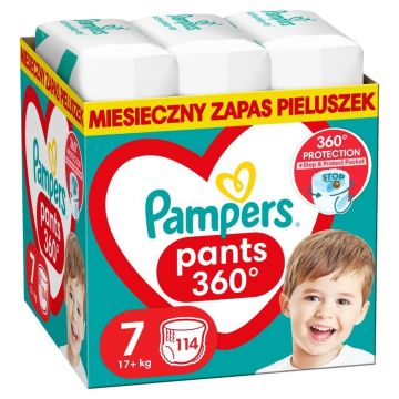 Scutece Pampers Pants, scutece-chiloți, mărimea 7, 15 kg+, 114 bucăți, Pampers