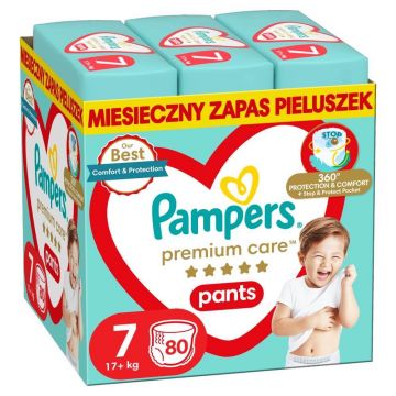 Scutece Premium Care, mărimea 7, 15+ kg, 80 bucăți, Pampers