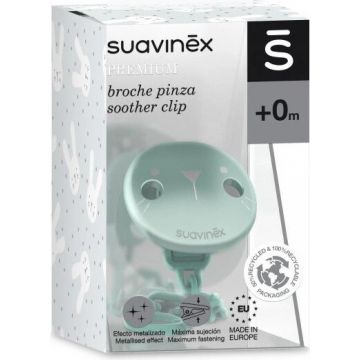 Suavinex Prem Clip suzetă Hygge Green 1×1 buc, clip suzetă