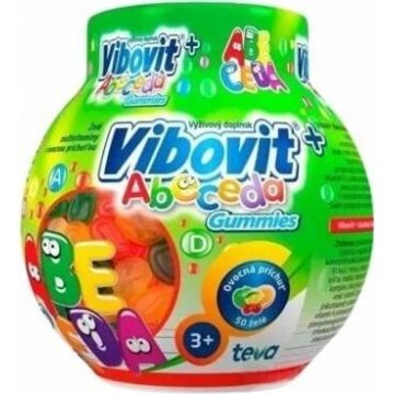 VIBOVIT + ABECEDA 1×50 buc, jeleu cu aromă de fructe