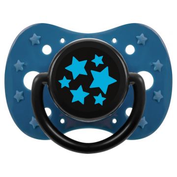 AKUKU, suzetă, silicon, simetrică, stele albastre, A0590, de la 12 luni, 1 buc