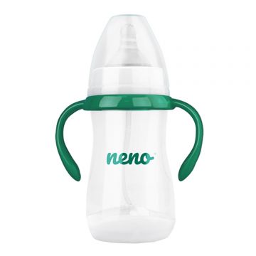 Biberon Neno, biberon anti-colic pentru hrănire și învățare la băut, cu tetină și tub cu greutate, 3-6 luni, 240 ml