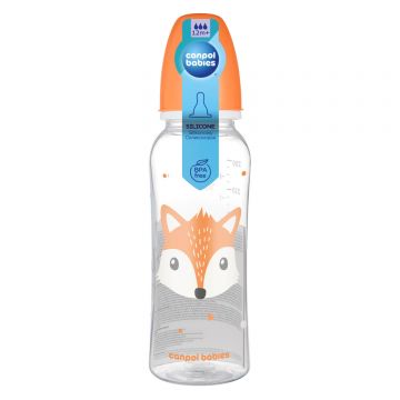 Canpol Babies, biberon slimline, Animale drăguțe, portocaliu, de la 12 luni, 250 ml