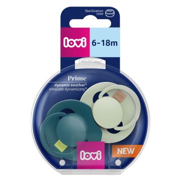 Lovi Prime, suzetă, silicon, dinamic, fistic/verde, 34/414, 6-18 luni, 2 buc