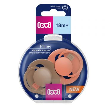 Lovi Prime, suzetă, silicon, dinamic, Granola/Orange, 34/411, de la 18 luni, 2 bucăți