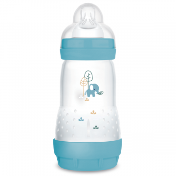 MAM Perfect Start Anti-Colic, biberon anti-colic, cu tetină din silicon, Planet Love, băiat, de la 2 luni, 260 ml