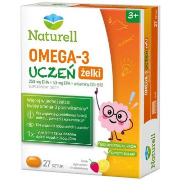 Naturell Omega-3 Pupil, role de jeleu, de la 3 ani, 27 bucăți