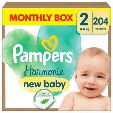 Pampers Harmonie, scutece, mărimea 2, 4-8 kg 204 bucăți