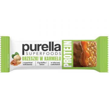 Purella Superfoods Protein, baton proteic, nuci în caramel, 45 g