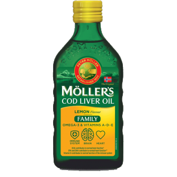 Ulei ficat de cod Family cu Omega 3, aromă de lămâie, 500 ml, Möller's