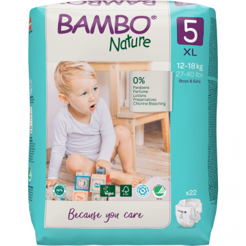 Bambo Nature, scutece de unică folosință, mărimea 5, Junior, 12-18 kg, 22 buc