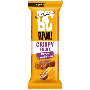 BeRAW! Crispy Fruit, baton, mango și fructul pasiunii, 40 g