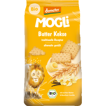 MOGLi BIO Biscuiți cu unt cu vanilie Bourbon cu certificare Demeter 125 g