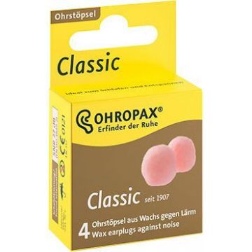 Ohropax Classic Wax Ear Inserts, de unică folosință, în cutie de 4