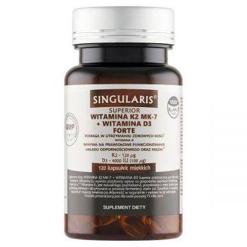 Singularis Superior Vitamina K2 MK7 + Vitamina D3 Forte, 120 capsule
