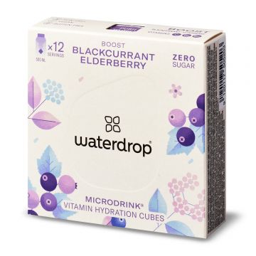 Waterdrop Microdrink Boost, cub de hidratare cu vitamine, coacăze negre și fructe de soc, 12 bucăți