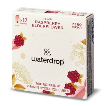 Waterdrop Microdrink Flair, cub de hidratare cu vitamine, zmeură și flori de soc, 12 bucăți