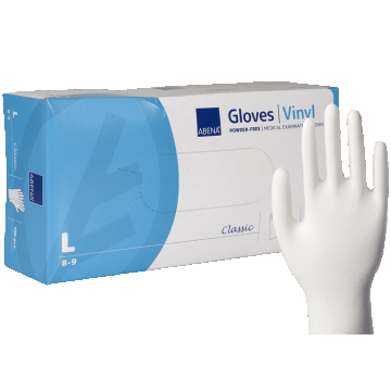 Abena, mănuși de vinil, nesterile, fără pudră, mărimea L, 100 bucăți