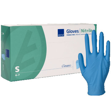 Abena, mănuși din nitril, nesterile, fără pudră, albastre, mărimea S, 100 bucăți