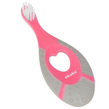 Ackuku, periuță de dinți pentru copii, 0-2 ani, roz, 1 buc