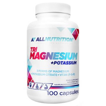 Allnutrition Tri Magnesium + Potassium, magneziu + potasiu + vitamina B6, 100 capsule