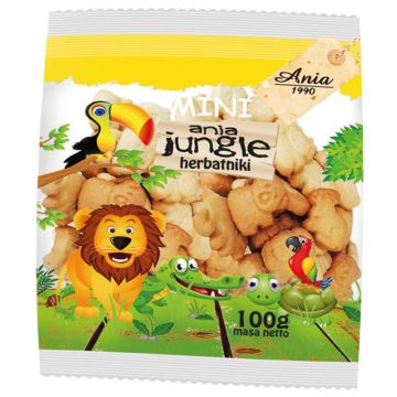Ania Jungle Mini biscuiți, fără zahăr adăugat, 100 g