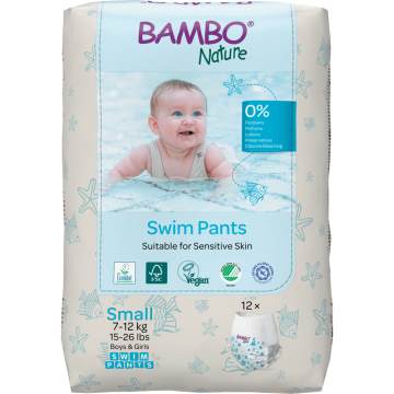 Bambo Nature Pants Swim, scutece de înot, mărimea S, 7-12 kg, 12 buc