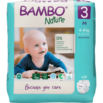 Bambo Nature, scutece de unică folosință, mărimea 3, Midi, 4-8 kg, 28 buc
