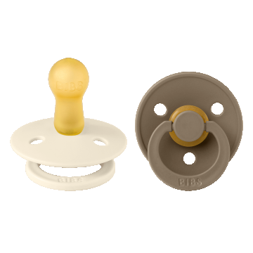 Bibs Colour, suzetă, cauciuc, rotund, mărimea 2, Ivory & Dark Oak, de la 6 luni, 2 bucăți