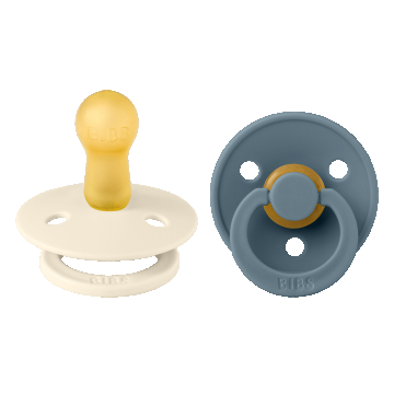 Bibs Colour, suzetă, cauciuc, rotund, mărimea 2, Ivory & Petrol, de la 6 luni, 2 bucăți