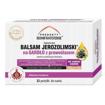 Bonifrater Products Balsam de Ierusalim pentru gât cu sunătoare, 32 pastiluțe