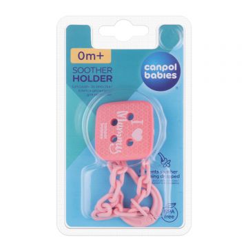 Canpol Babies, lanț pentru tetină, I Love Mummy, roz, 1 buc