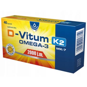 D-Vitum 2000 UI. K2 MK-7 Omega-3, 40 capsule