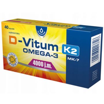 D-Vitum 4000 UI. K2 MK-7 Omega-3, 40 capsule