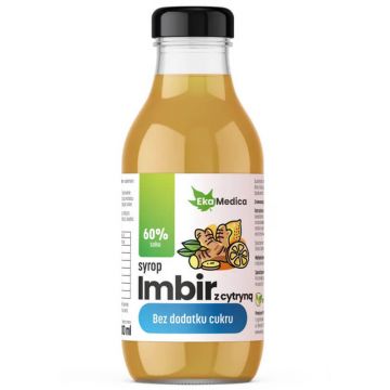 EkaMedica Sirop de ghimbir cu lămâie, fără adaos de zahăr, 300 ml