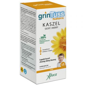GrinTuss Pediatric, tuse uscată și umedă, sirop pentru copii cu vârsta peste 1 an, 180 g