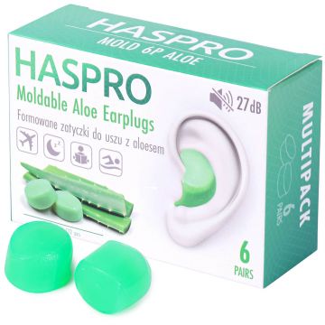 Haspro, dopuri de urechi turnate cu aloe vera, 12 bucăți