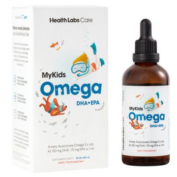 Health Labs MyKids Omega DHA+EPA, picături pentru copii de la 3 ani, aromă de căpșuni, 100 ml