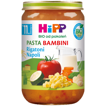 HiPP Pasta Bambini Bio, rigatoni napoli, după 11 luni, 220 g