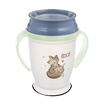 Lovi, cană 360° cu mânere, Night & Day Fox, de la 9 luni, 250 ml
