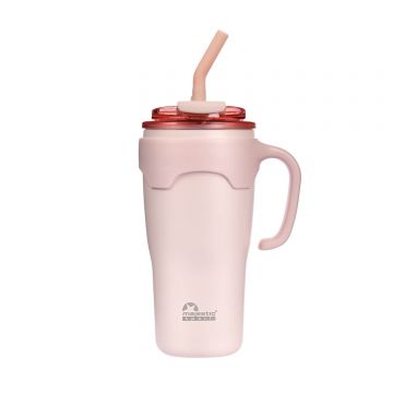 Majestic Sport, cană termică cu pai Jelly, roz, 650 ml