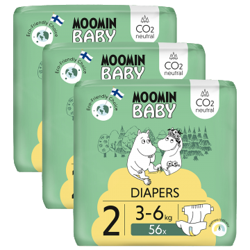 Moomin Baby, scutece, mărimea 2, 3-6 kg, 168 buc