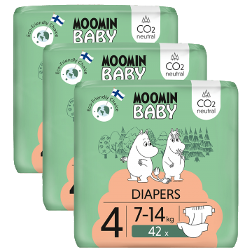 Moomin Baby, scutece, mărimea 4, 7-14 kg, 126 buc