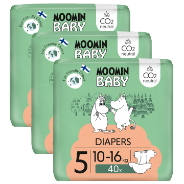 Moomin Baby, scutece, mărimea 5, 10-16 kg, 120 buc