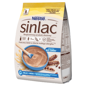 Nestle Sinlac, produse cerealiere fără gluten, fără zahăr adăugat, după 6 luni, 300 g