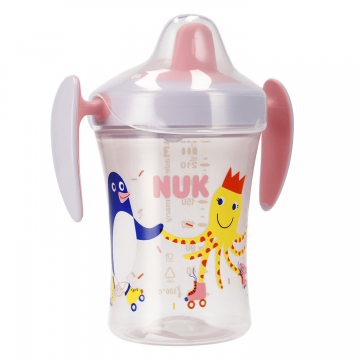 NUK Evolution, cană cu picurare cu muștiuc moale, roz, de la 6 luni, 230 ml