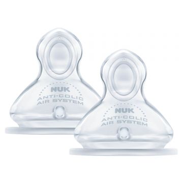 NUK First Choice+, tetină pentru biberon, silicon, mărimea M, 0-6 luni, 2 bucăți