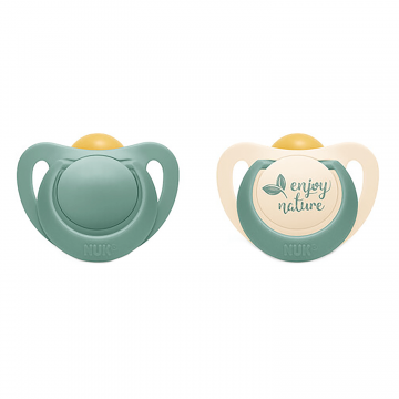NUK For Nature, suzetă, latex, anatomică, verde, 18-36 luni, 2 bucăți