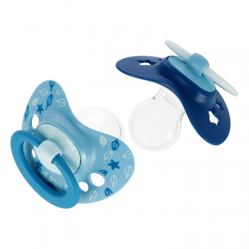 NUK Signature, suzetă, silicon, anatomic, albastru, 6-18 luni, 2 bucăți