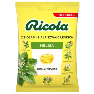 Ricola Melissa, bomboane elvețiene pe bază de plante, fără zahăr, 68 g
